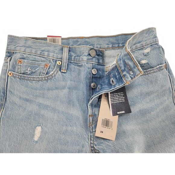 Levi’s Wedgie Fit Distressed‎ Selvedge Jeans Size 28 High Rise Tapered - Picture 2 of 5